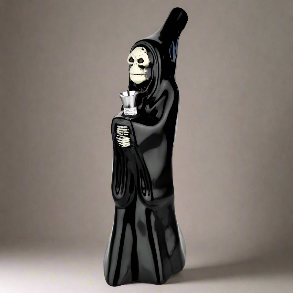 Hooded Skeleton Cupbearer Ceramic Water Pipe | 10" | Black