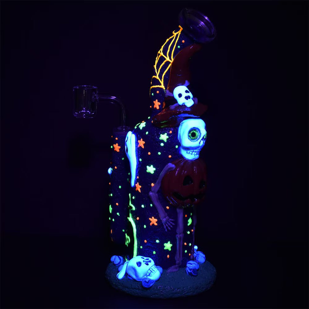 Frightening Fiesta Glow 3D Painted Dab Rig | 9.5" | 14mm F